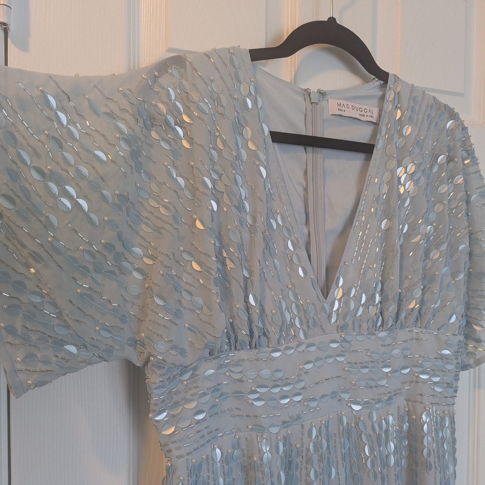 Mac Duggal Powder Blue Sequin Maxi Dress Size 8 - Picture 8 of 8
